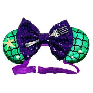 Ariel The Little Mermaid Iridescent Mouse Ears Adjustable Elastic Headband